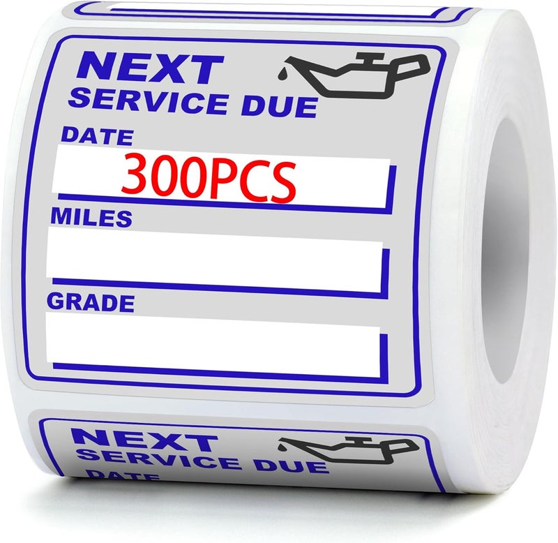 GUEER for Oil Change Stickers Vinyl 300 Pcs 2”x 2” Service Black Stickers, Next Service Due Reminder Sticker Labels, Easy to Write on, Easy to Peel with No Residue (Blue) - Image 1